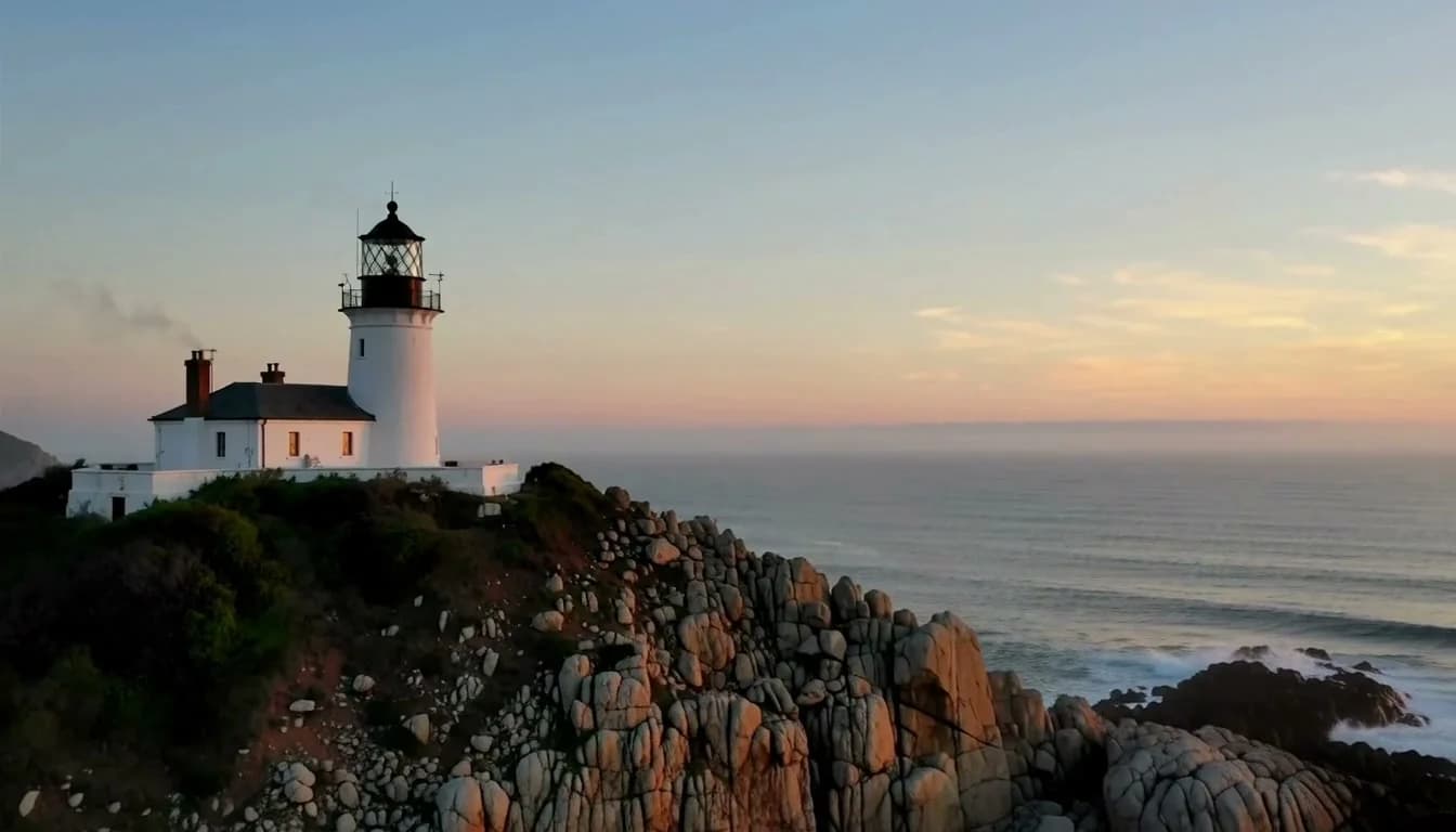 Lighthouse-video poster illustrating an environmental composition